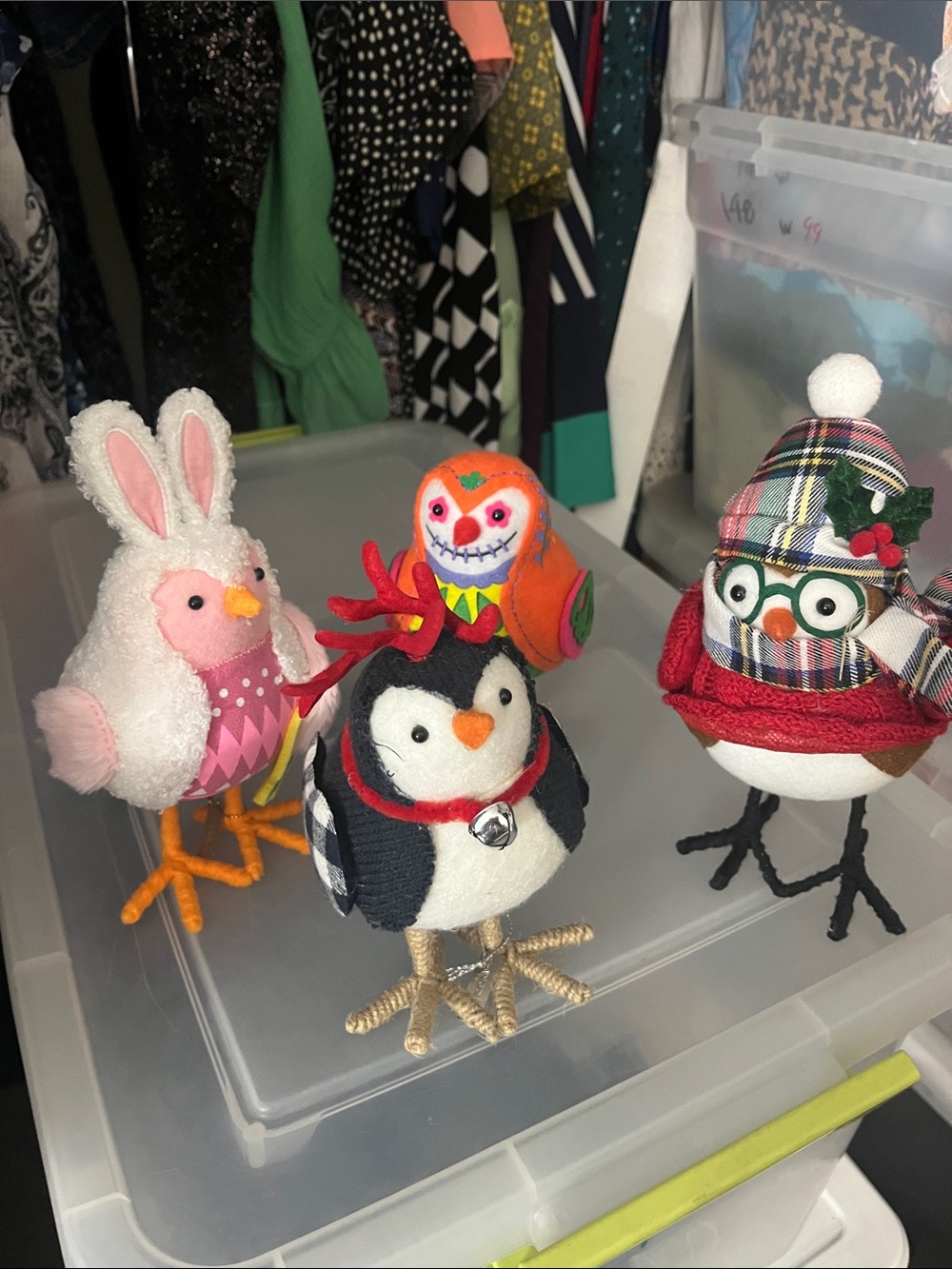 Festive Plush Bird set of 4 - Holiday Penguin, Owl & Bunny Target Collection